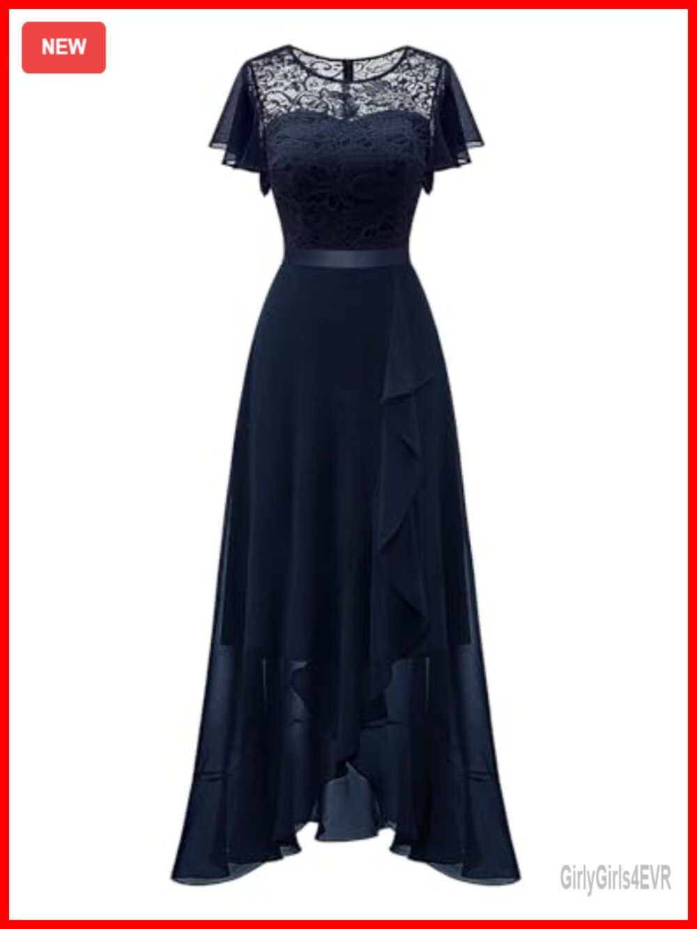 BeryLove Formal Cocktail Dress Chiffon High-Low Wedding Guest